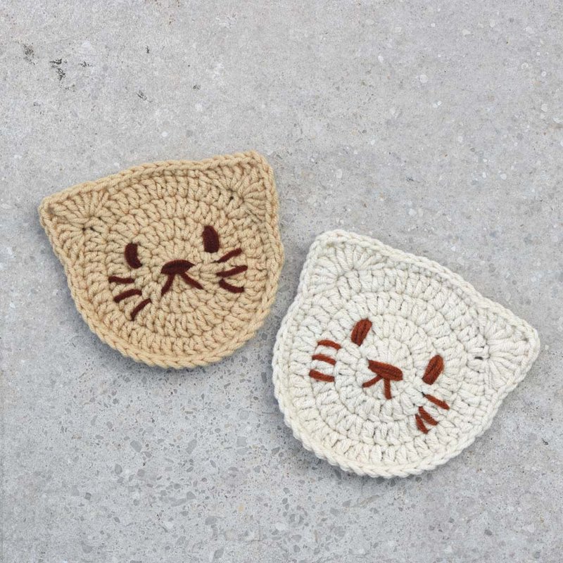 [Video tutorial + material package] Cat coasters (can make about 3-4 pieces) - Knitting, Embroidery, Felted Wool & Sewing - Cotton & Hemp Multicolor