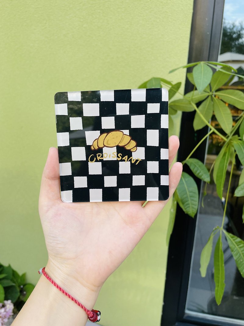 Original illustration by the Little Elephant Flower Research Institute, black and white acrylic coaster - Coasters - Acrylic 