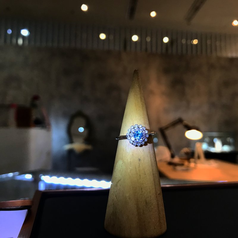 托帕石 滿鑽輕奢 銀戒 - 戒指 - 純銀 藍色