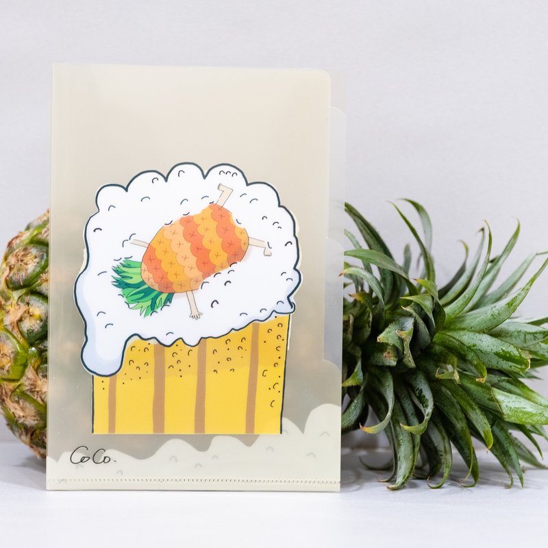 醉倒在啤酒裡的鳳梨-三層迷你L夾 - 文件夾/資料夾 - 塑膠 