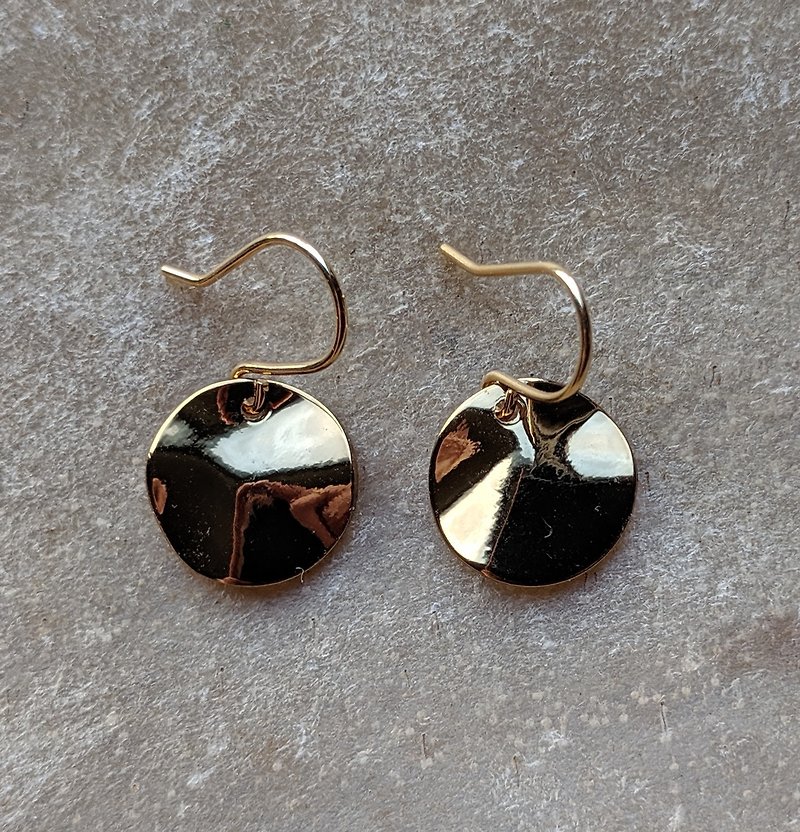Wavy Disc Earrings - Earrings & Clip-ons - Copper & Brass 