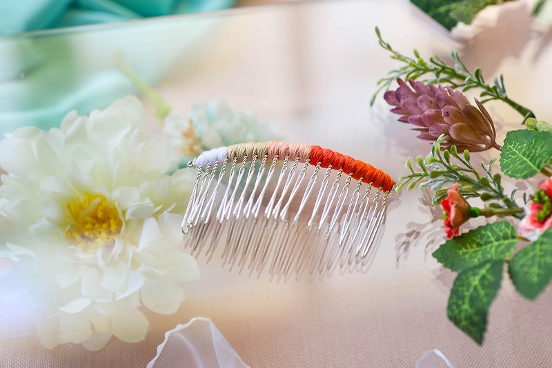 Makeup tray braided hair fork / hair insert / hairbrush-Sunshine - Hair Accessories - Other Metals Orange