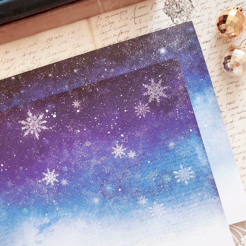 雪の結晶、冬空【青】 - 禮物盒/包裝盒 - 紙 藍色