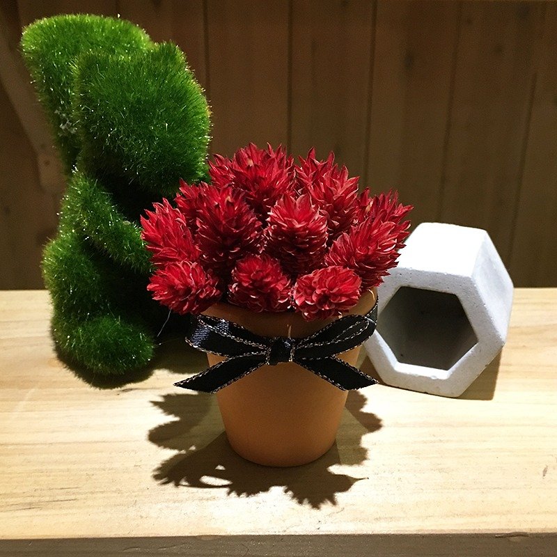 Flower mound | Mini Red Christmas - X'mas texture table flowers dried flower pot Christmas gift exchange - ตกแต่งต้นไม้ - พืช/ดอกไม้ 