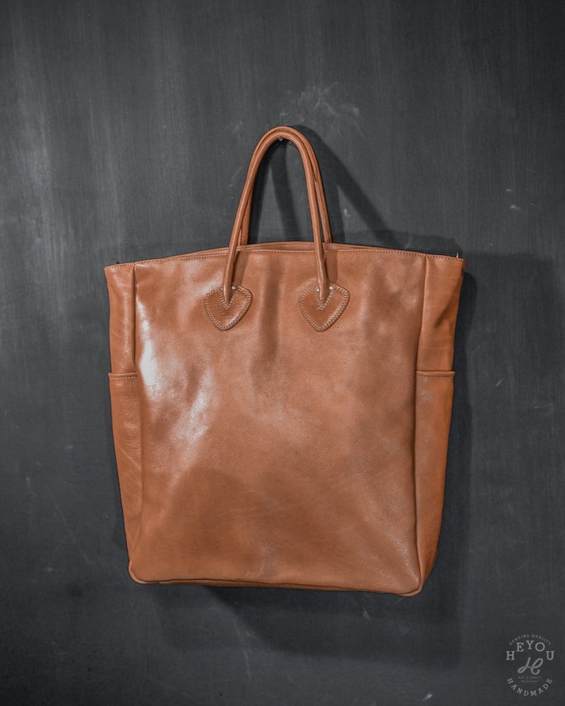 Leather Tote 植鞣革托特包 - 黃棕色款 - 手提包/手提袋 - 真皮 咖啡色