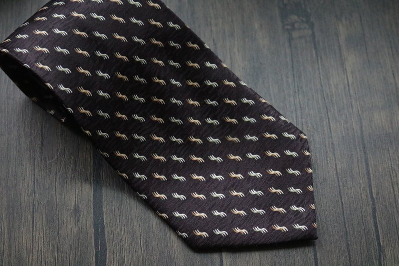 百分百真絲咖啡色花紋領帶禮盒裝 - 領帶/領帶夾 - 絲．絹 咖啡色