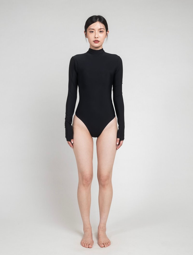 Black 經典黑 / Leopard 連身露背防曬衣 ( 微包臀版 ) - 女泳衣/比基尼 - 其他材質 黑色