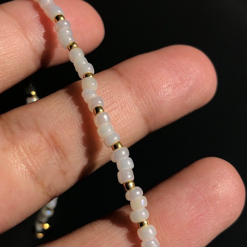 簡易串珠手鏈 珍珠精品手鏈 白色珍珠手鏈 串珠手鏈 花式手鏈 - 手鍊/手環 - 玻璃 白色