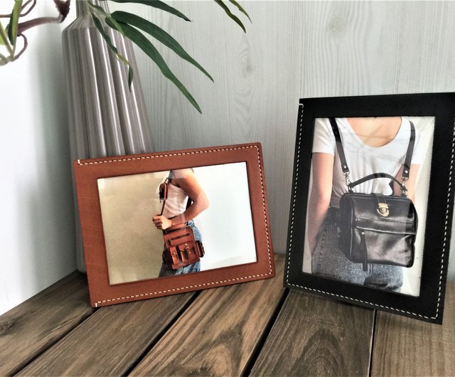 パーソナライズされた革のフォトフレーム//手作りのフォトフレーム