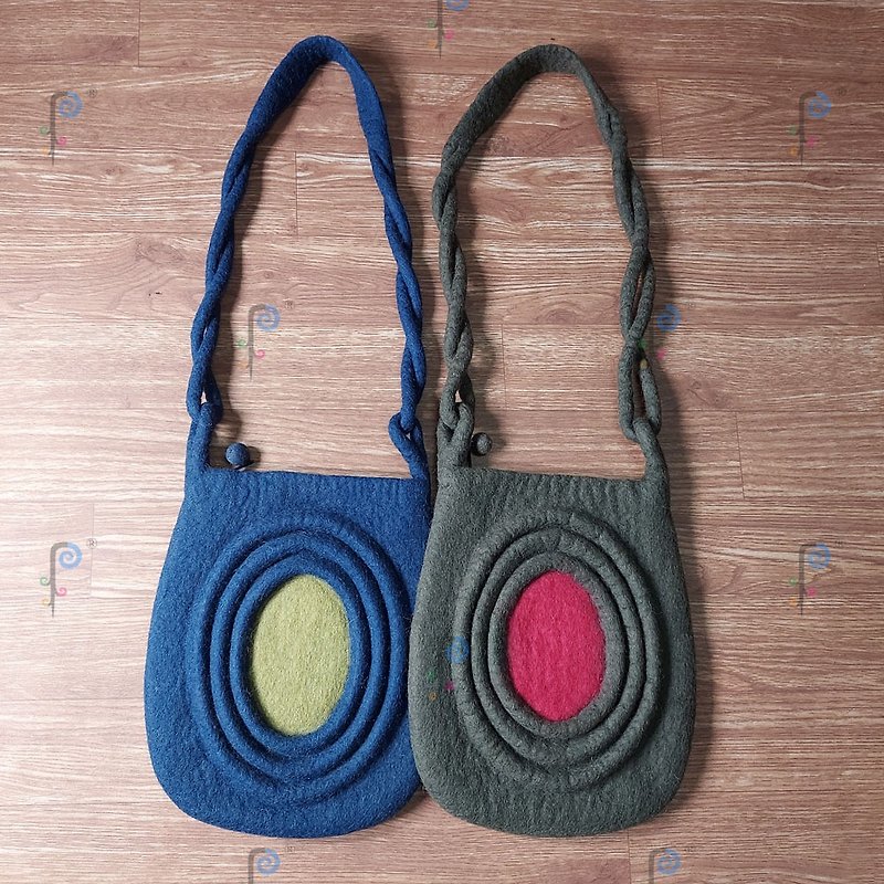 Wool Messenger Bags & Sling Bags Blue - Wool felt messenger bag, handmade, 100% wool, unisex bag, creative shoulder bag