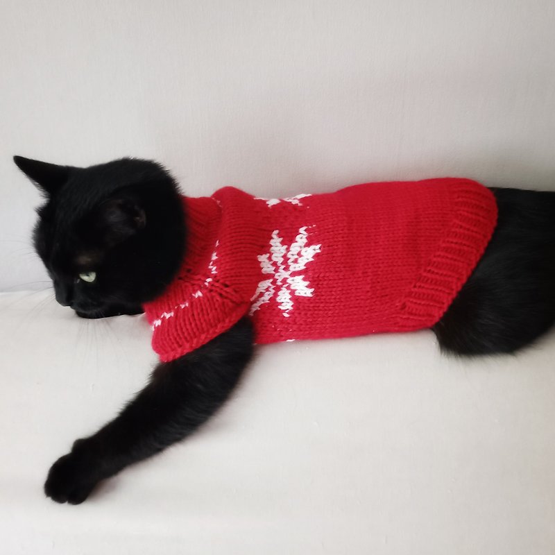 Christmas cat sweater Red cat sweaters Christmas pet clothes - Clothing & Accessories - Wool 
