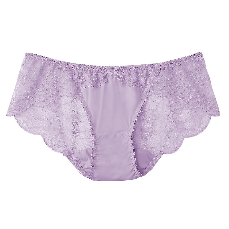 [Dai Lei Qi] Full Lace Low Waist Panties-Pink Purple - ชุดชั้นในผู้หญิง - ไนลอน สีม่วง