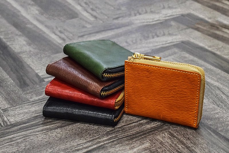 TIDY mini Made in Japan Tochigi Leather Mini Wallet L-shaped Zipper Easy to Organize Compact Leather Name JAW018 - Wallets - Genuine Leather Multicolor