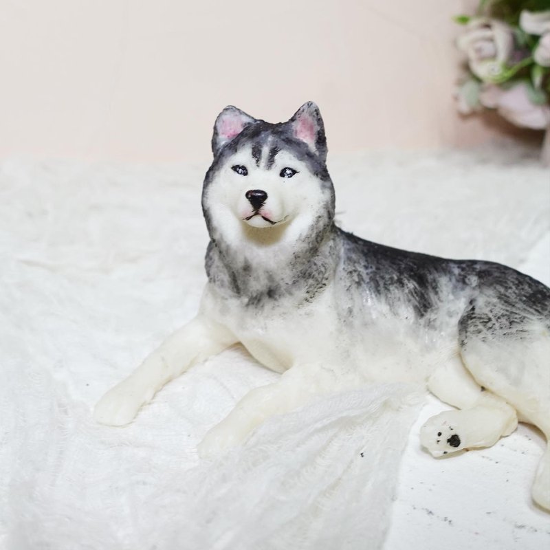 雪橇犬 哈士奇犬 香氛蠟燭 - 香氛蠟燭/燭台 - 蠟 灰色