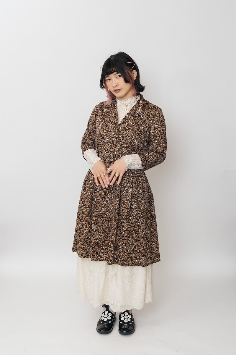 Vintage dress/ Japanese-style long-sleeved dress [First Love Sales Office] B506 - ชุดเดรส - ไฟเบอร์อื่นๆ 