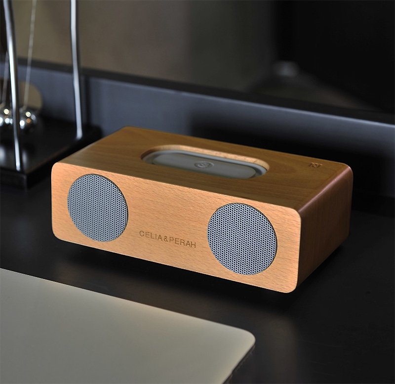 M2 Wireless Hi-Fi Bluetooth Solid Wood Speaker - Beech Caramel - Speakers - Wood Khaki