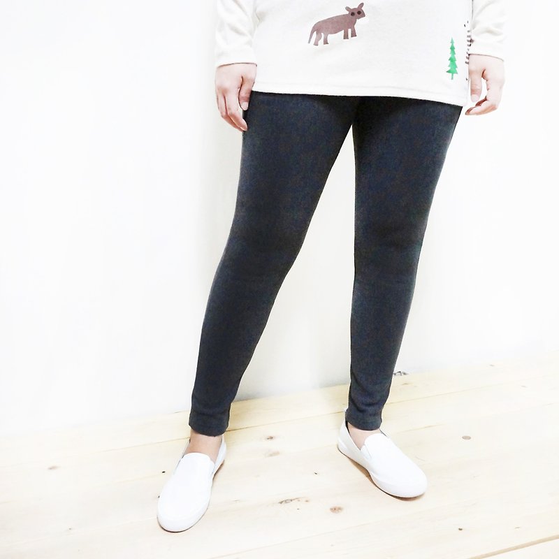 Wu Qi [MIT] within eight 〇x cotton Leggings (Dark Gray) (Size L) in the high elastic sanding - Women's Pants - Cotton & Hemp Black