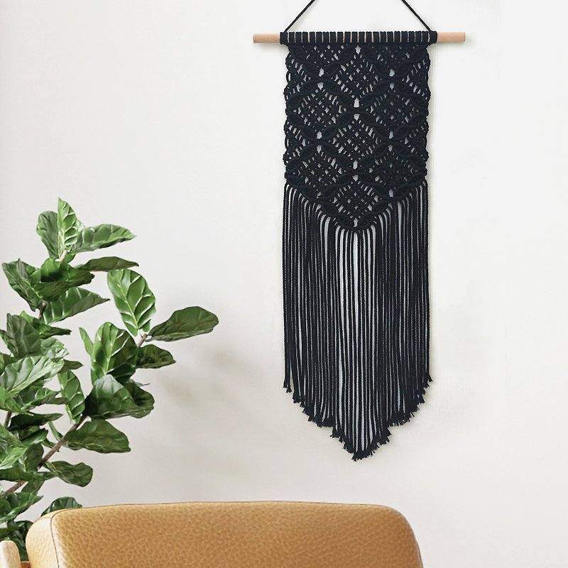 Macrame Window Decorations (Black) / Small Wall Mounts / Home Decorations / Gifts - Items for Display - Cotton & Hemp 