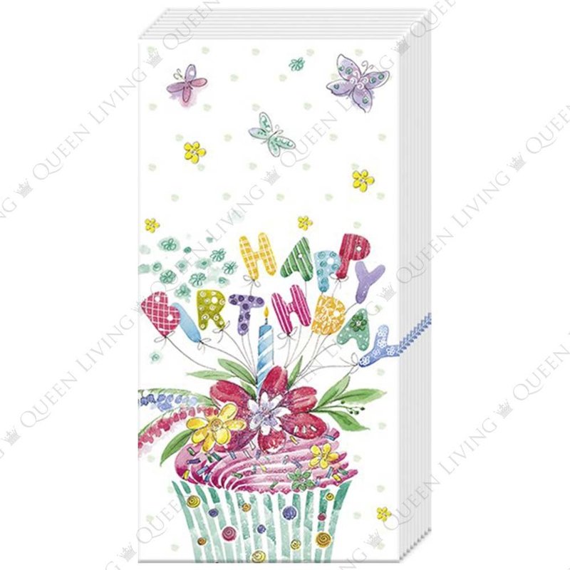德國 IHR-21*21cm紙手帕-生日蛋糕 - 餐桌布/桌巾/餐墊 - 紙 多色