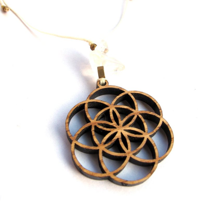 Wooden Pendant Seed of Life Symbol - 項鍊 - 木頭 咖啡色