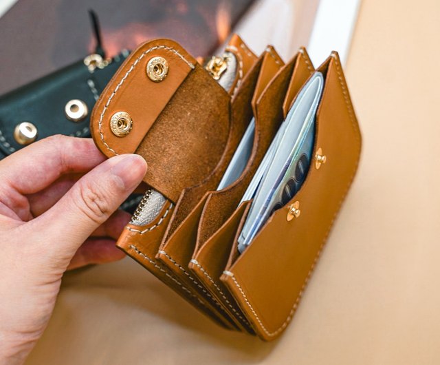 Multi-layer zipper wallet/wallet/card holder genuine leather