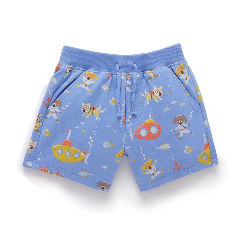 オーストラリア産ピュアベビーオーガニックコットン 男の子用ショーツ 12M-4Tブルーサブマリン - パンツ - コットン・麻 