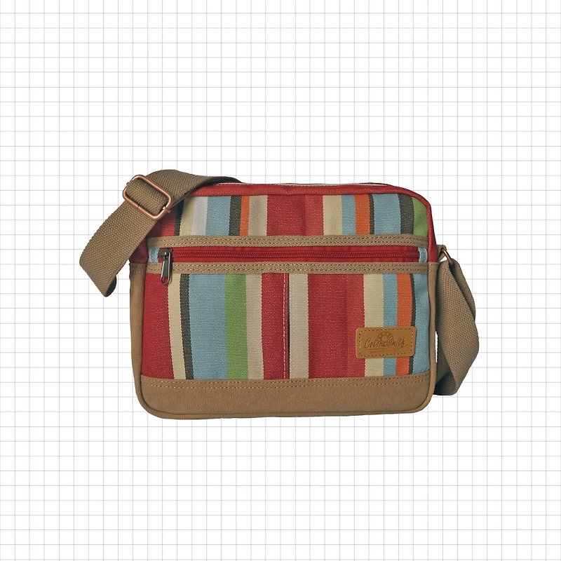 OR square side backpack OR1126-A-RS [Taiwanese original bag brand] - กระเป๋าแมสเซนเจอร์ - ผ้าฝ้าย/ผ้าลินิน สีแดง