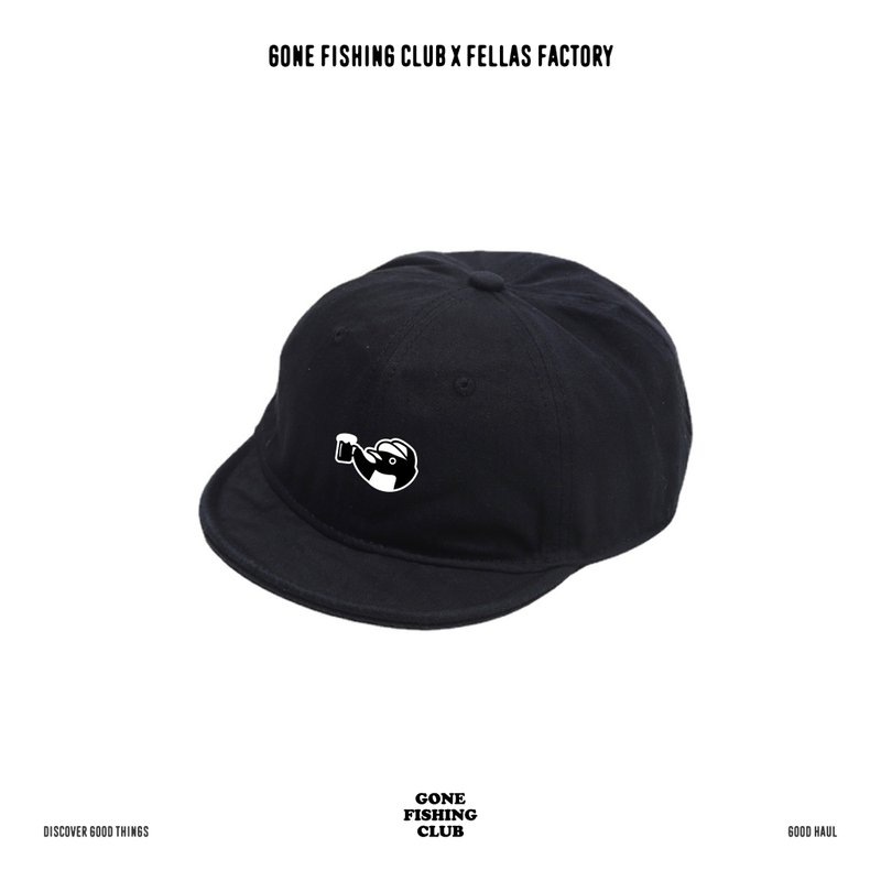 PENGUIN SHORT BRIM CAP / 短帽簷刺繡棒球帽 - 帽子 - 棉．麻 黑色