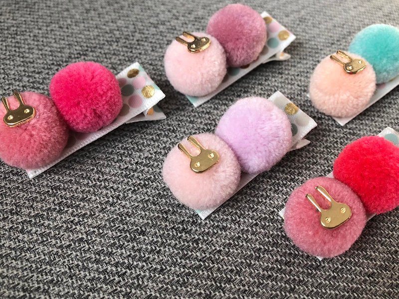 Children's kids baby hair clip bangs clip rabbit hair ball - Baby Accessories - Other Materials Pink