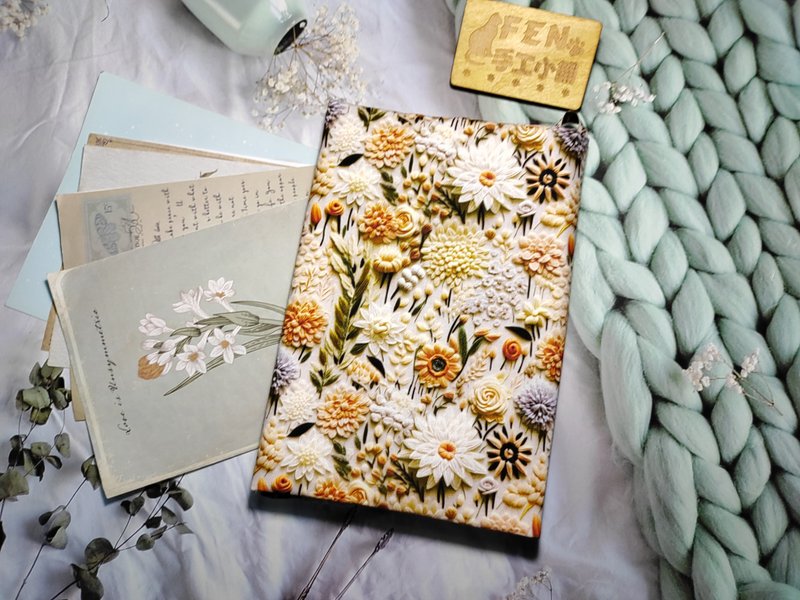 Landscape Series - High Quality Thin Cotton Fabric Elegant Daisy Garden Cloth Book Cover - Cloth Book Cover - Suitable for A5-25K - Book Covers - Cotton & Hemp 