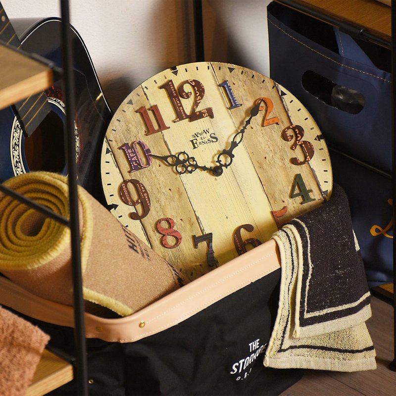 Amberg- classical distressed silent clock wall clock - นาฬิกา - ไม้ สีกากี