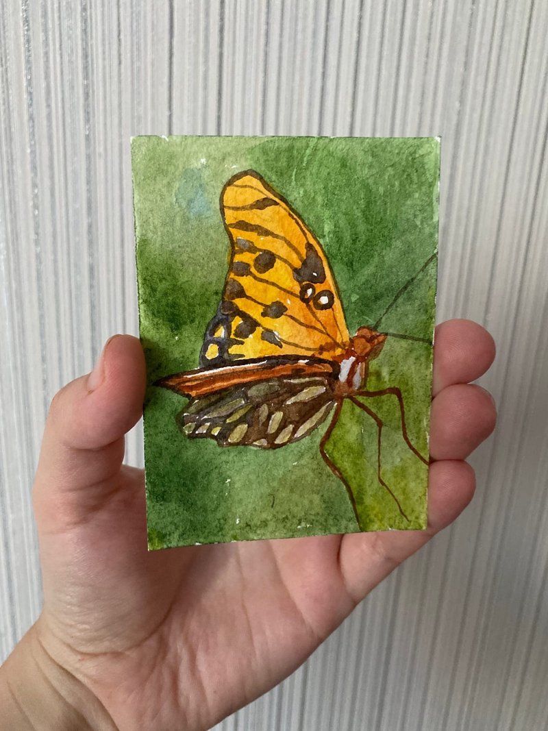 ACEO watercolor original art butterfly Card Miniature aceo painting wall decor - Wall Décor - Paper Multicolor