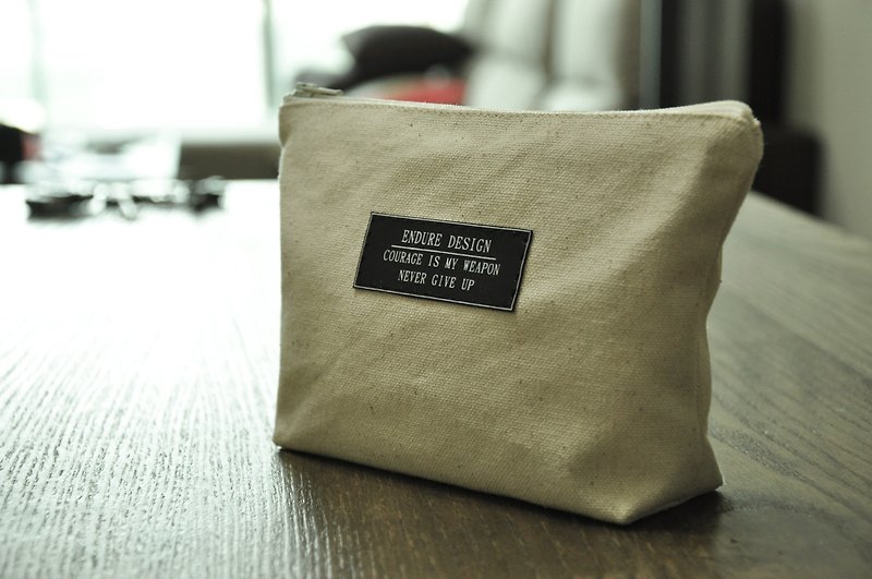 ENDURE/ canvas plain cosmetic bag - กระเป๋าเครื่องสำอาง - ผ้าฝ้าย/ผ้าลินิน 