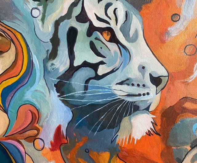 絵画。原画☆キャンバスF20【子猫たちのソファーでの幸せな瞬間に属する】 絵画。原画☆キャンバスF6【猫ちゃんはソファーに座って美しい