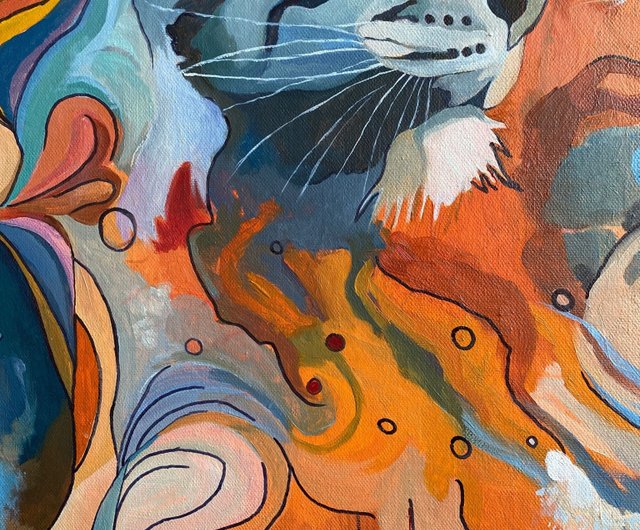 虎を持つ少女 オリジナル油絵 キャンバス 動物アート - ショップ