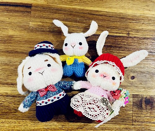 日光小巷 日光小巷 兔兔一家人毛線娃娃 小兔子 吊飾 鑰匙圈 玩偶