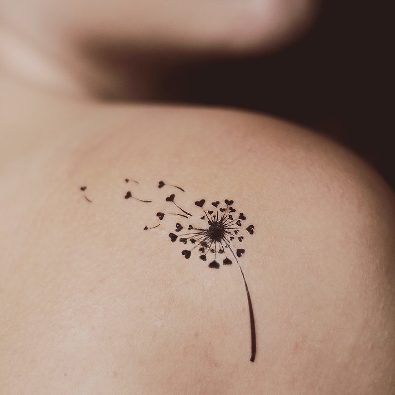 OhMyTat 蒲公英 Dandelion 刺青圖案紋身貼紙 (2 張) - 紋身貼紙/刺青貼紙 - 紙 黑色