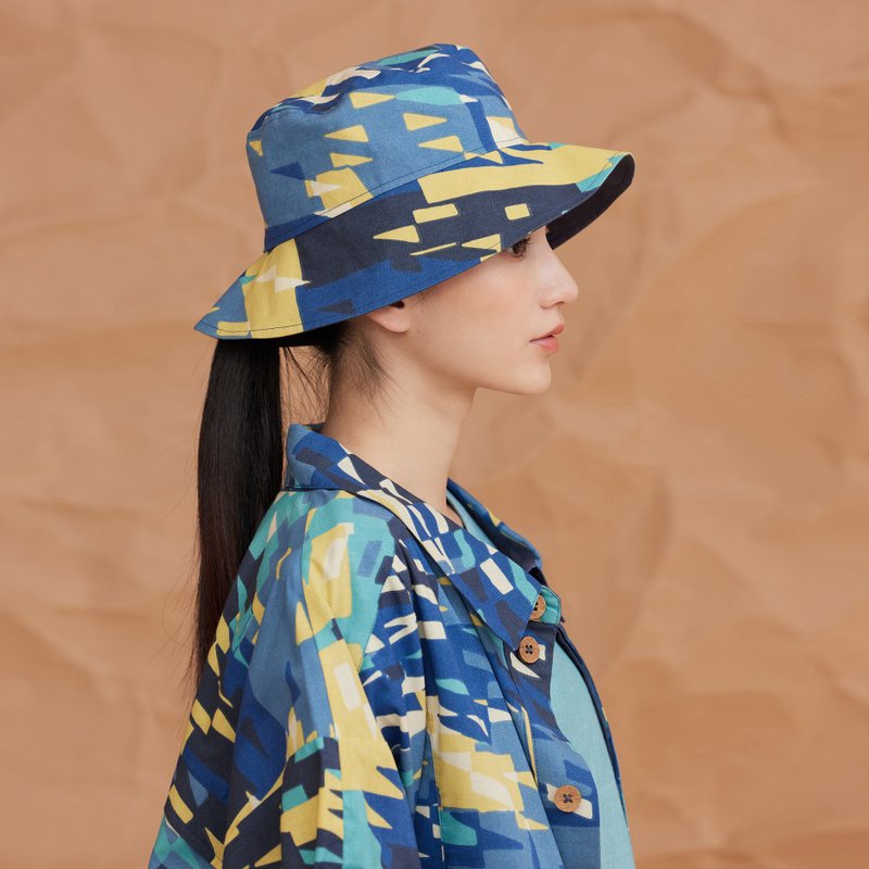 蕪地船型雙面漁夫帽__星空掠影 - 帽子 - 棉．麻 多色