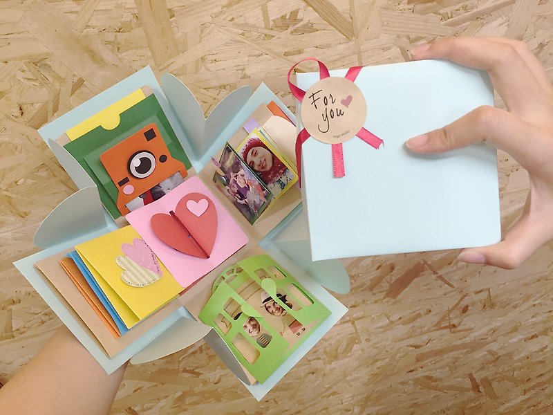 Customized –Explosion box with 5 quaint features - Photo Albums & Books - Paper Multicolor