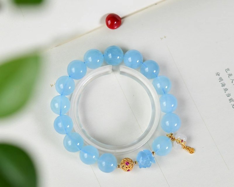 Aquamarine bracelet healing crystal moist aquamarine can make people calm and less negative emotions - Bracelets - Crystal 