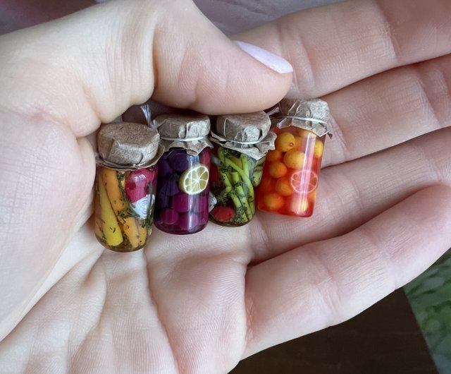 Miniature Jars Dolls Glass  Accessory Mini Barbie Food