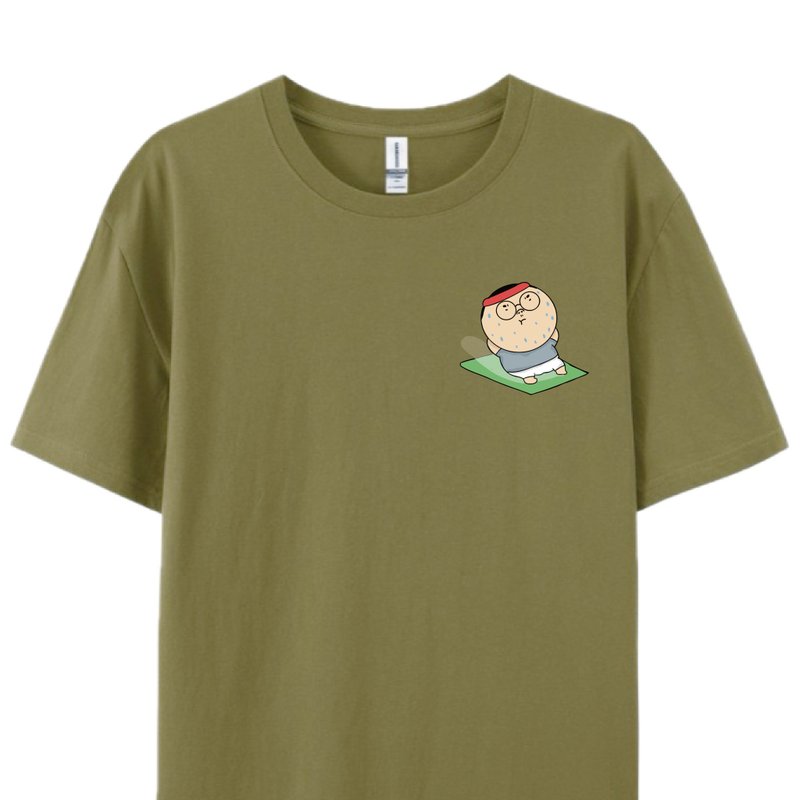 仰臥起坐 橄欖綠  / T恤  T-SHIRT  夏季 短袖 - 男 T 恤 - 棉．麻 綠色