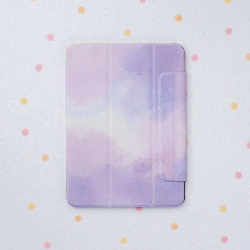 含贈品 | iPad 雙面印刷聰穎磁吸夾【文藝風葡萄紫】側邊鏤空款 - 平板/電腦保護殼 - 其他材質 紫色