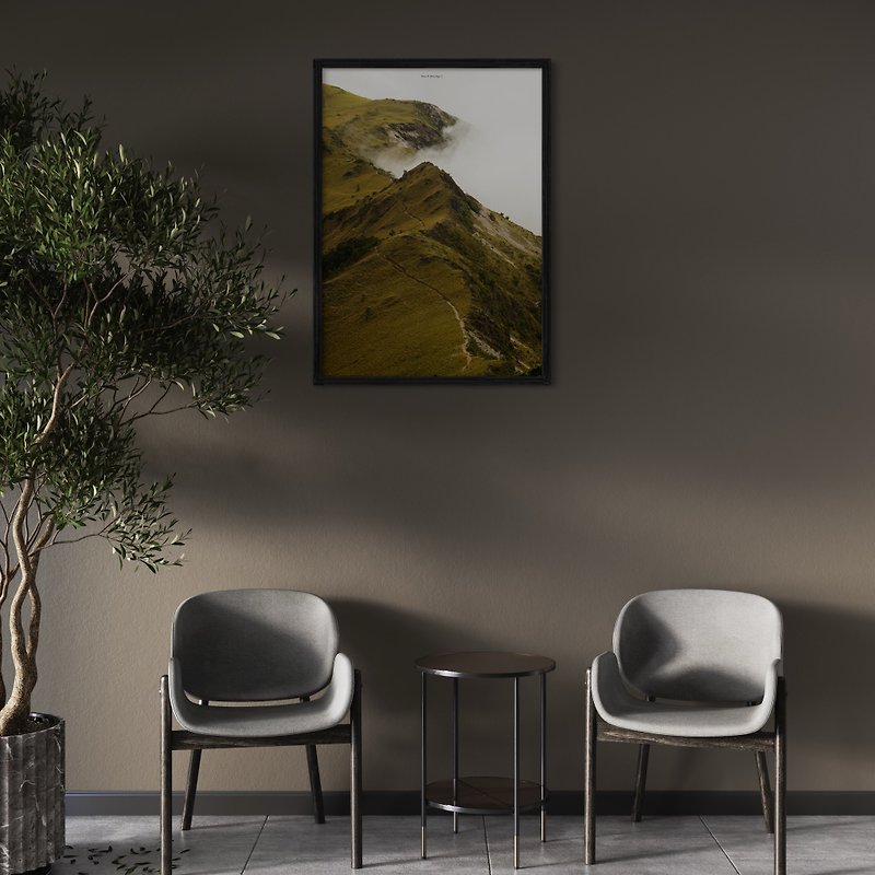 山林懸画-襄陽北峰を振り返る - ポスター・絵 - 木製 ブラック
