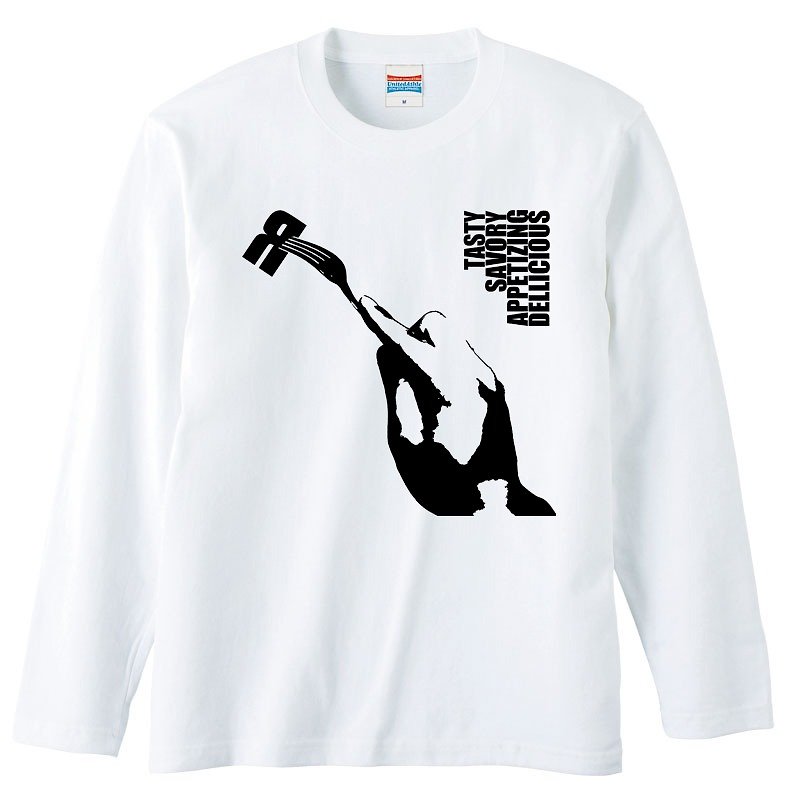 Long sleeve T-shirt / Tasty fork - Men's T-Shirts & Tops - Cotton & Hemp White
