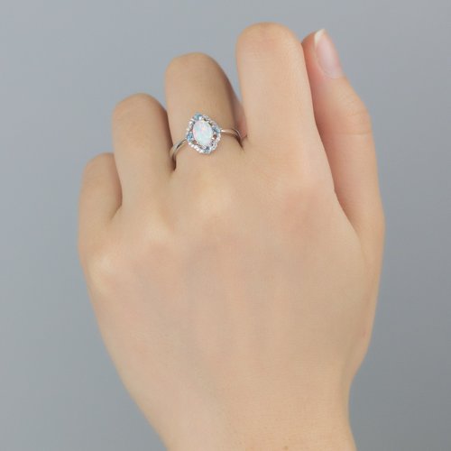 Purplemay Jewellery 【PurpleMay Jewellery】18K天然澳寶蛋白石託帕石鑽石戒指 R097