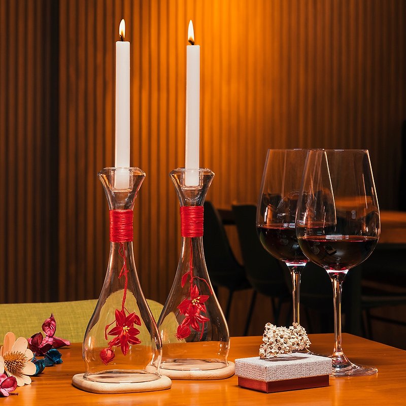 Modern Wrapped Flowers and Happy Candles - Candles & Candle Holders - Glass Red