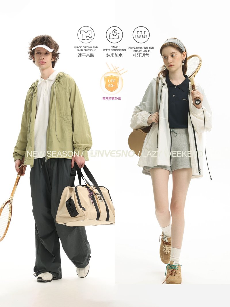 【內置包包可收納】Unvesno(UN) UPF50+空氣感輕盈透氣褶皺防曬服 - 男夾克/外套 - 其他材質 