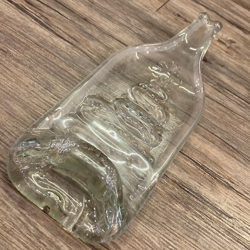 Flat Wine Bottle Art 瓶瓶禮 聖誕禮物 手工燒製聖誕樹刻紋剔透酒瓶盛盤