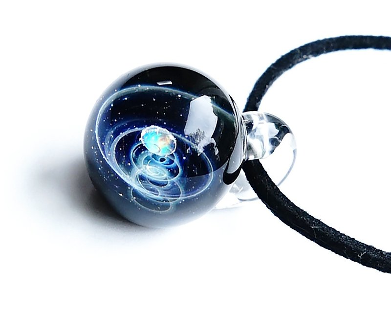 透き通る輝き ダイヤモンドの星。ダイヤモンドカット ガラス ペンダント 星 惑星 宇宙 - 項鍊 - 玻璃 藍色